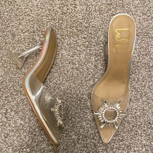 Bejeweled clear heels